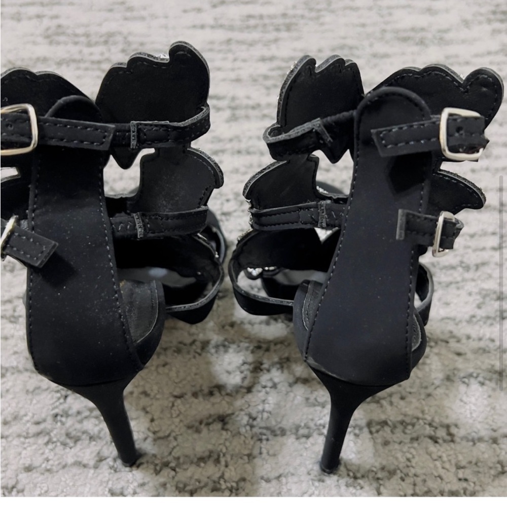 Olivia Black Buckle Rhinestone Diamond Heels - Picture 3 of 12